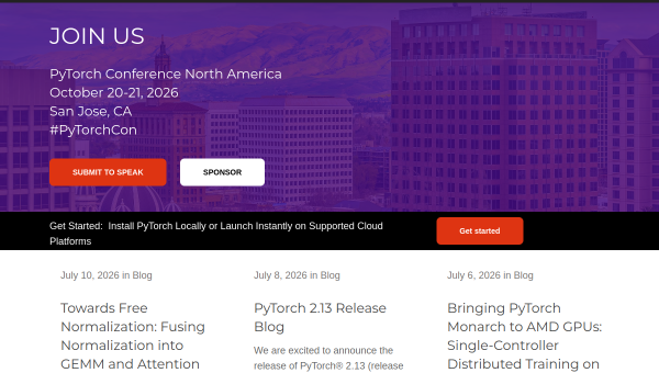 PyTorch logo and screenshot