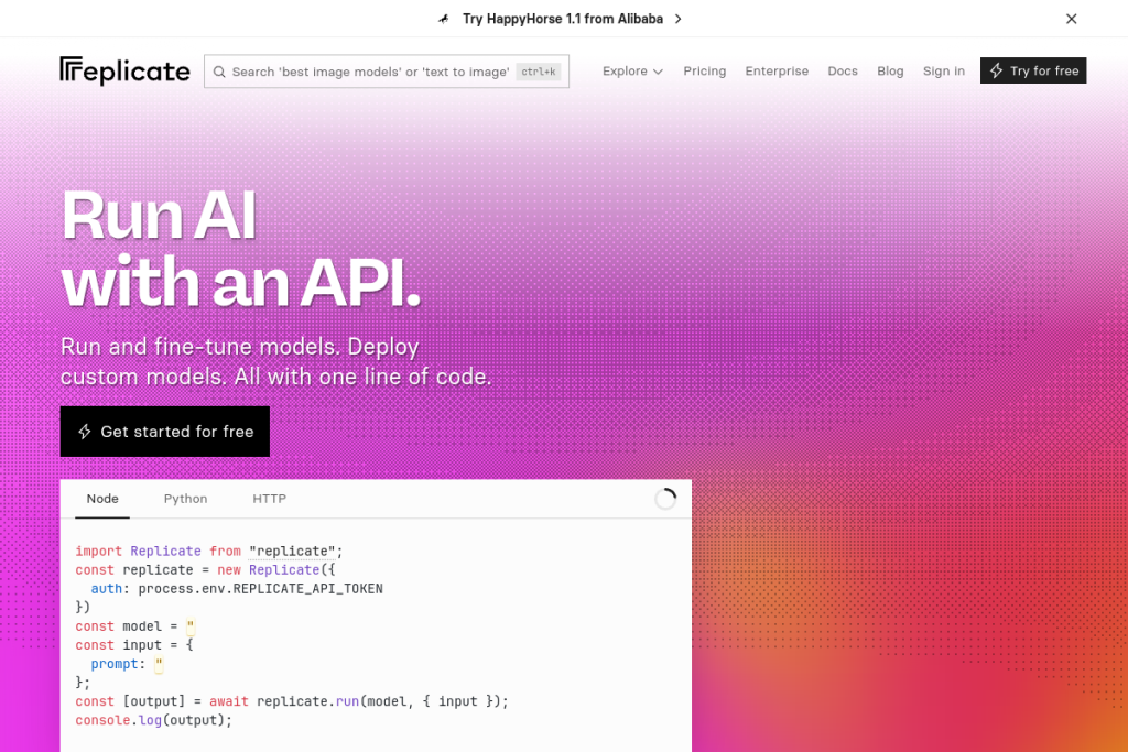 Replicate screenshot