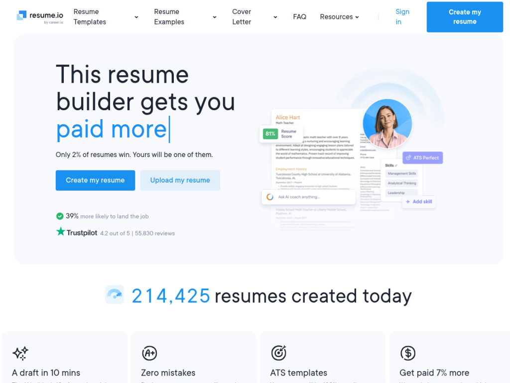 Resume.io screenshot