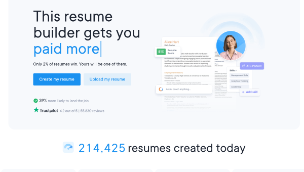 Resume.io logo and screenshot