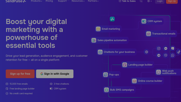 SendPulse logo and screenshot