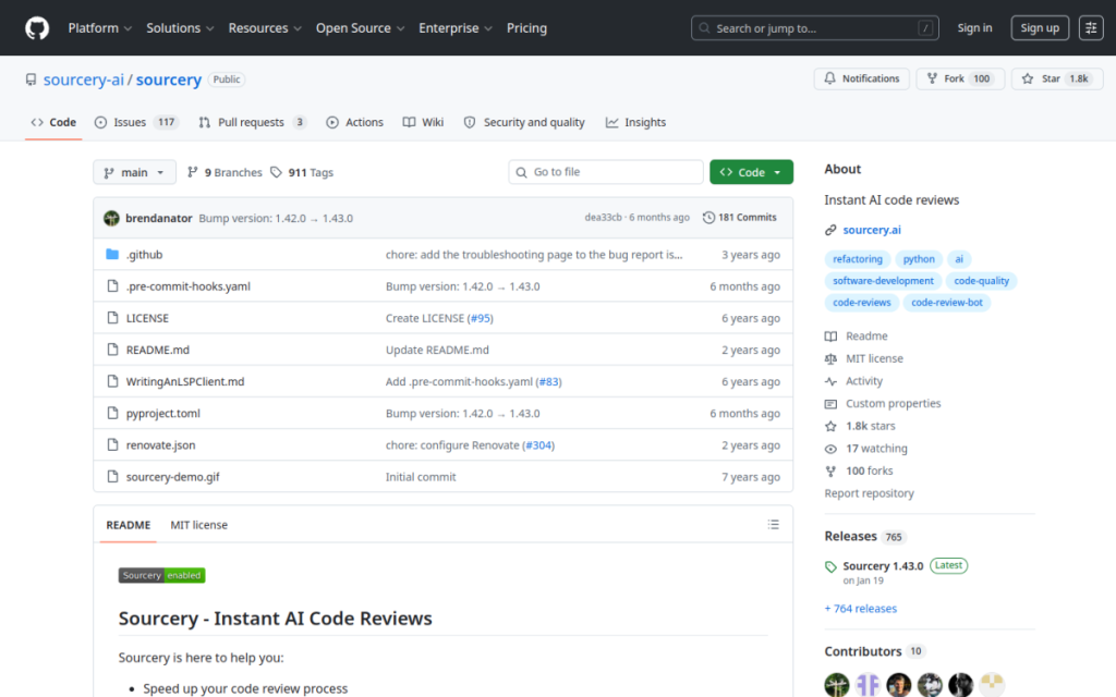 Sourcery screenshot