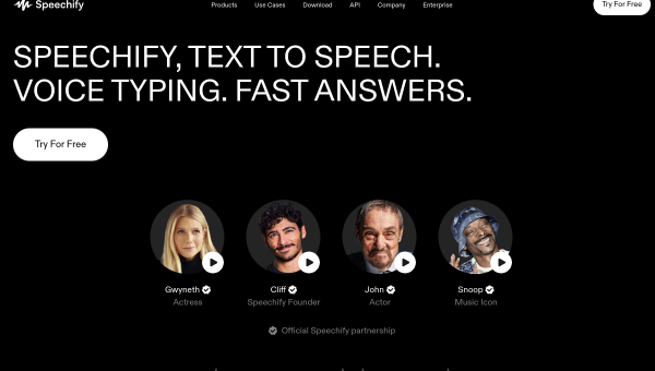 Speechify logo and screenshot