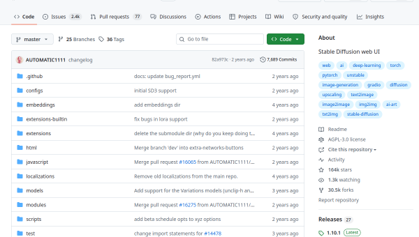 Stable Diffusion WebUI logo and screenshot
