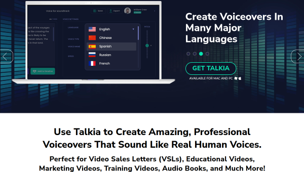 Talkia logo and screenshot