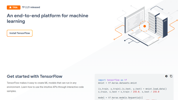 TensorFlow logo and screenshot