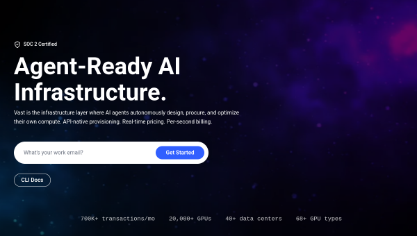 Vast.ai logo and screenshot