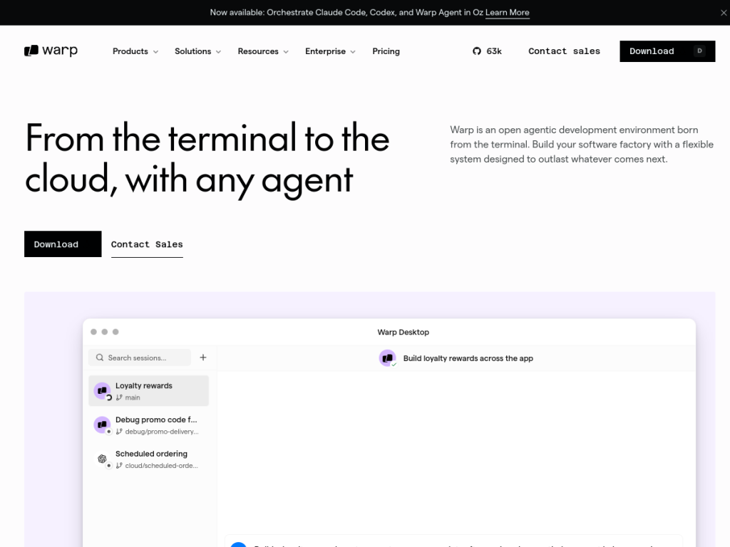 Warp Terminal screenshot
