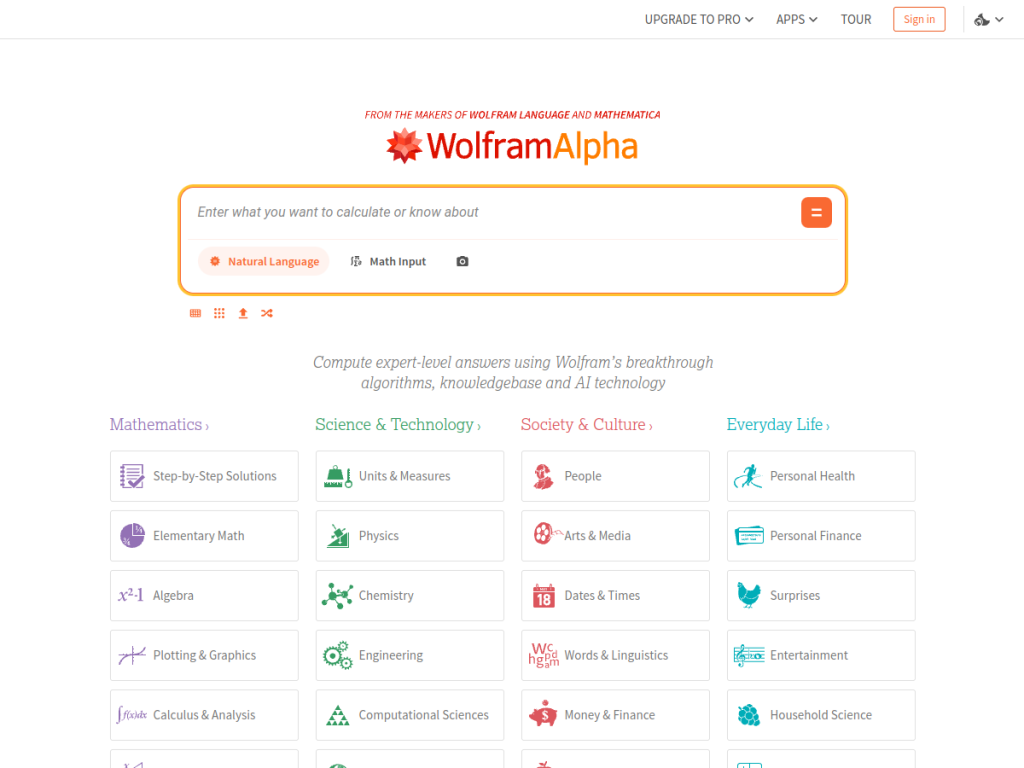 WolframAlpha screenshot